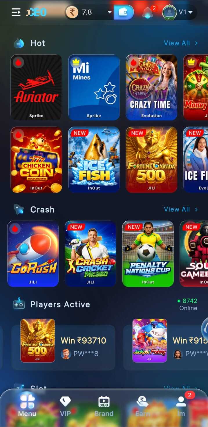 1CEO game download hero showing the mobile lobby
