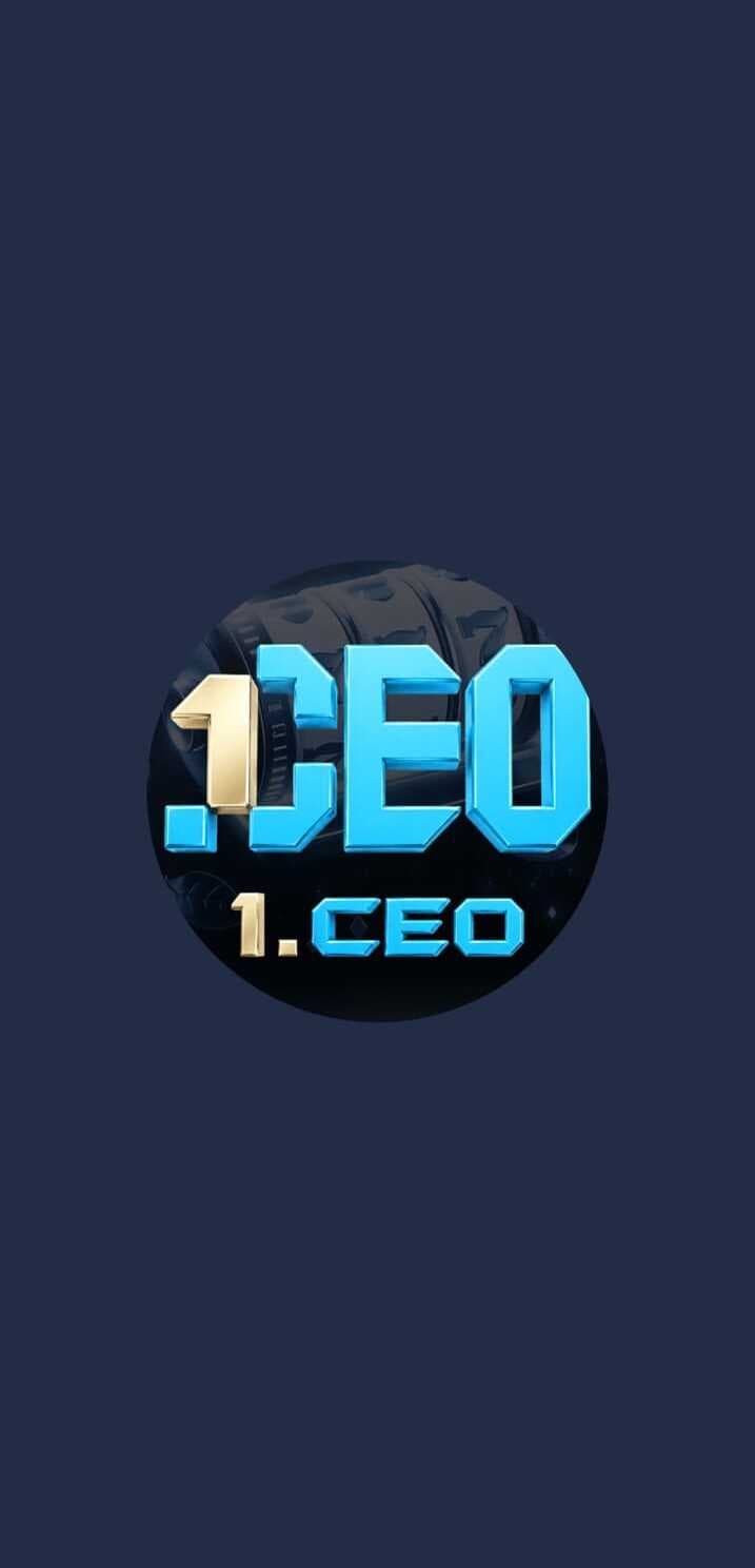 1CEO logo splash screen on a dark mobile app background